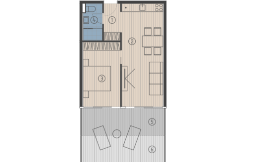 One-room apartment S102 in new building, Krilo Jesenice