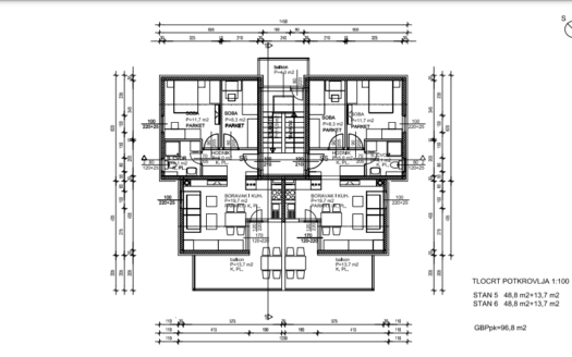Apartment in a new building, attic, view of Rogoznica